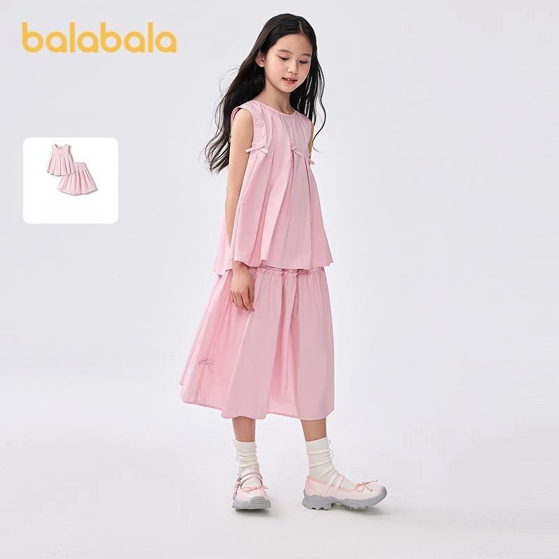 Balabala Girls' Set Summer Children's Set 2025 New Summer Big Children's Two Piece Half Skirt Set Sweet