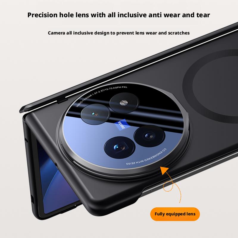 Built-in Magnetic Alloy Lens Stand With Tempered Glass Film Protect Case For Vivo X Fold5 Fold 5 Hinge Protection Case Cover