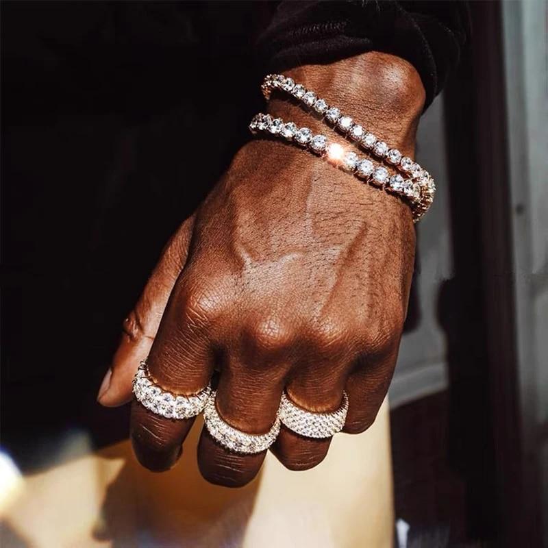 Теннисный браслет в стиле хип-хоп Homme Iced Out 3/4/5 мм с кубическим цирконием, мужская цепочка с кристаллами на руке, уличная одежда в стиле хип-хоп, ювелирные изделия, мужской H086