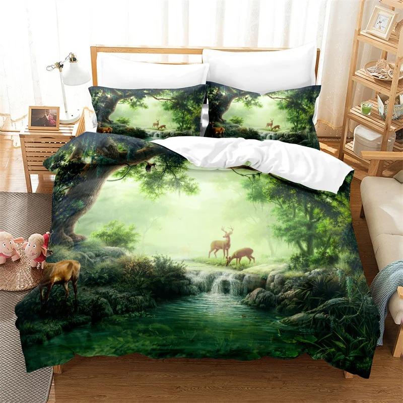 Natural Scenery Duvet Cover Set Forest Bedding Set Quilt Cover Queen Bed Luxury Comforter Bed Cover Set