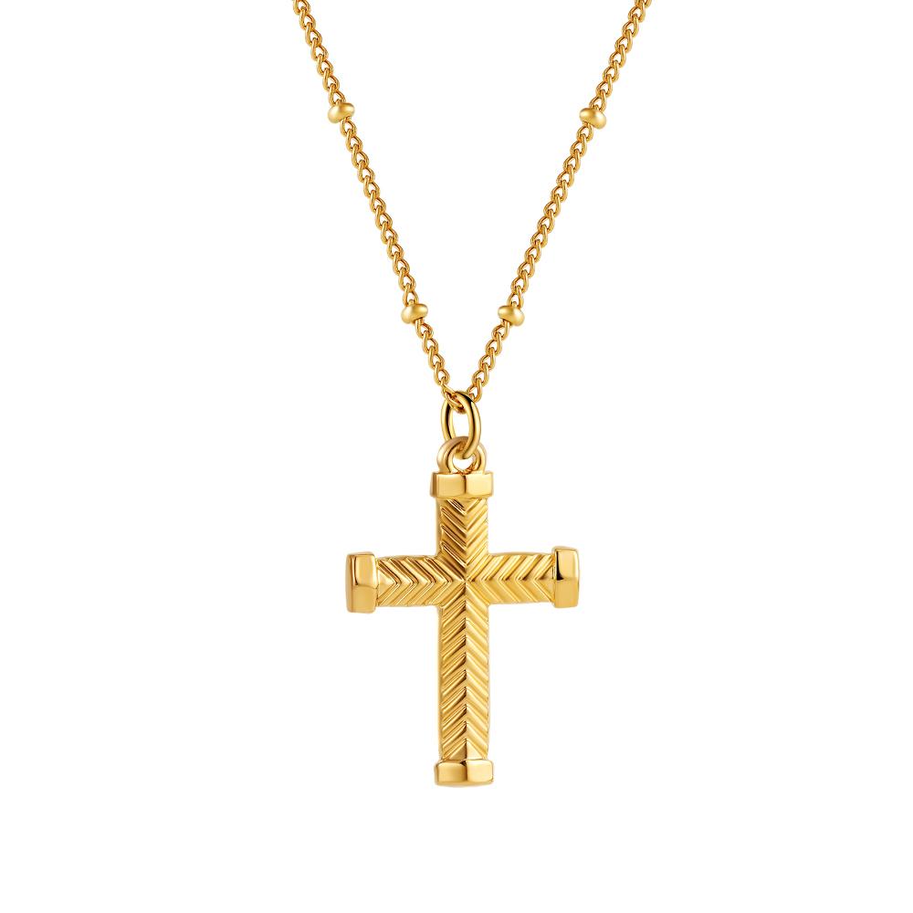 Fashion Cross Pendant Necklace for Women Men Stainless Steel Gold Plated Zircon Jesus Collar Neckalces Trend Couple Zircon