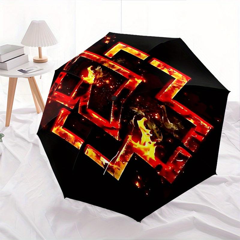 1pc Flame Cross Rammstein Themed High-quality Umbrella,Automatic Opening and Closing Umbrella,Multi-functional Umbrella G0811012