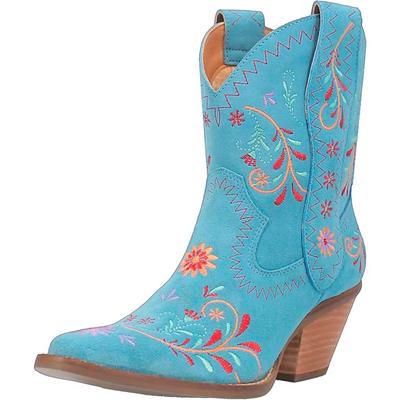 Женские ботильоны с круглым носком на толстом высоком каблуке с цветочной вышивкой в ​​стиле вестерн, ковбойские сапоги, женская модная обувь, зима 46