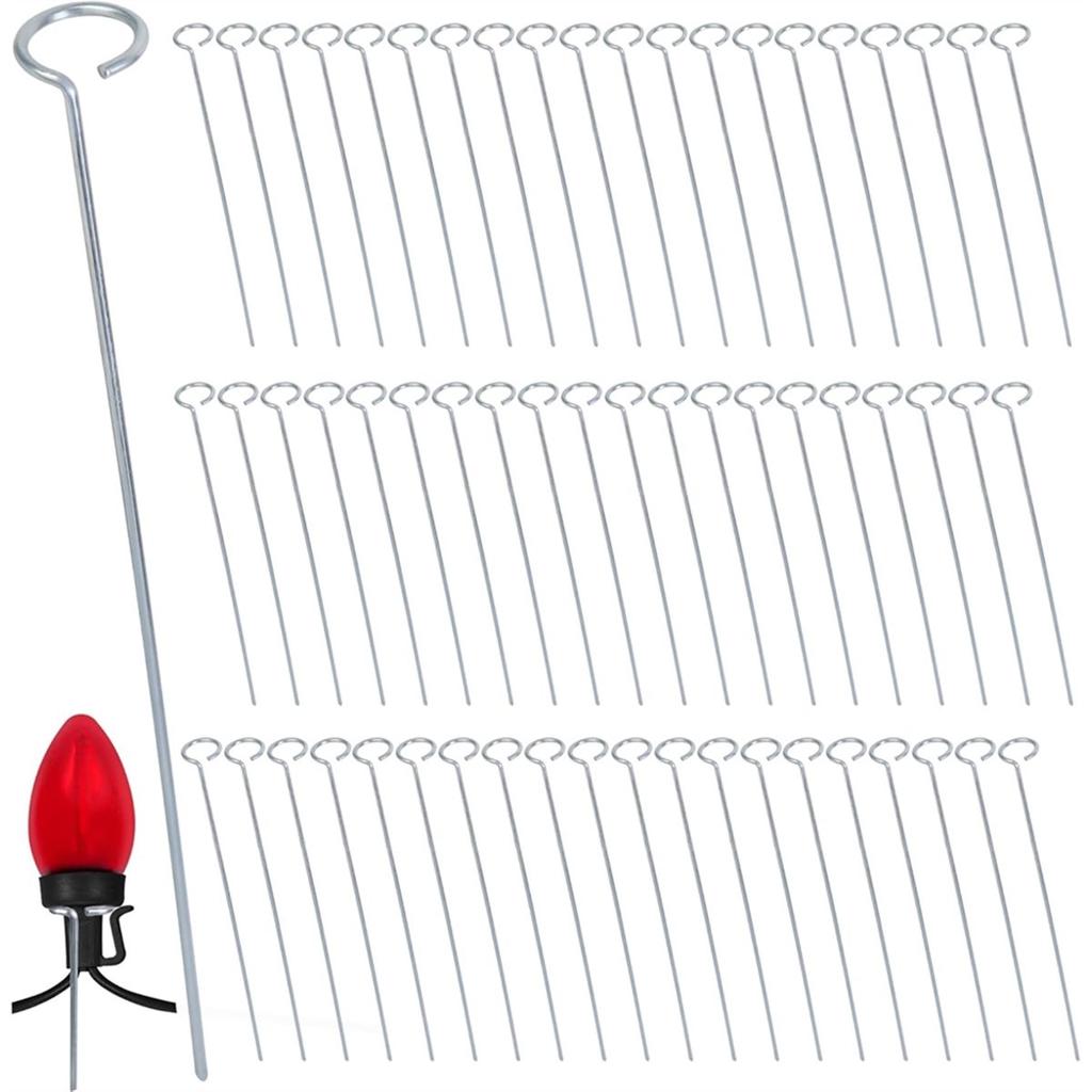 60Pcs 12 Inch Christmas Light Stakes Metal Light Stakes for Christmas Lights Yard Lawn Light Stakes for Christmas Lights
