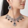 Vintage Ethnic Jewelry Set for Woman Hollow Water Drop Necklace Earrings