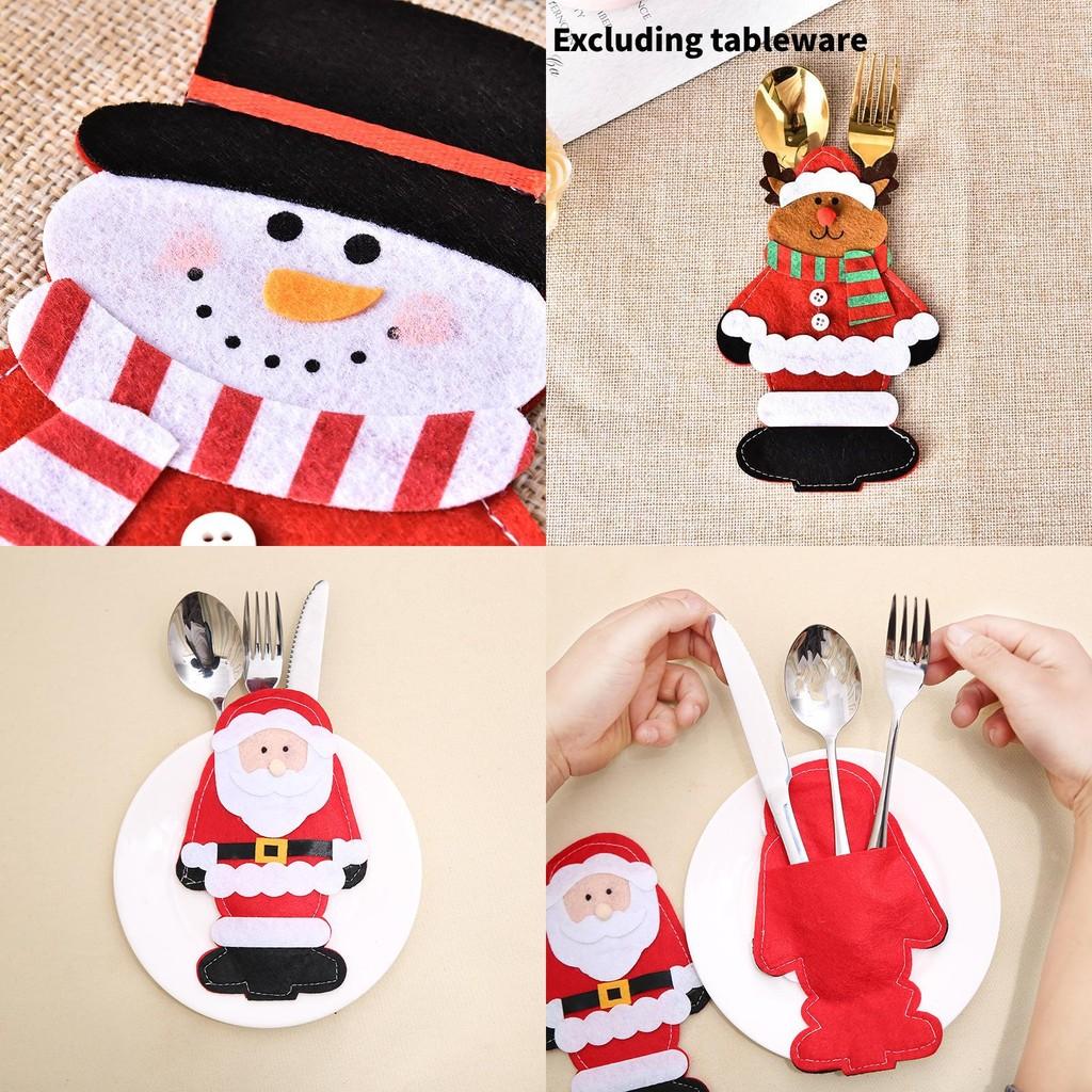 Очаровательные рождественские мешочки для столовых приборов с Санта-Клаусом для праздничного ужина