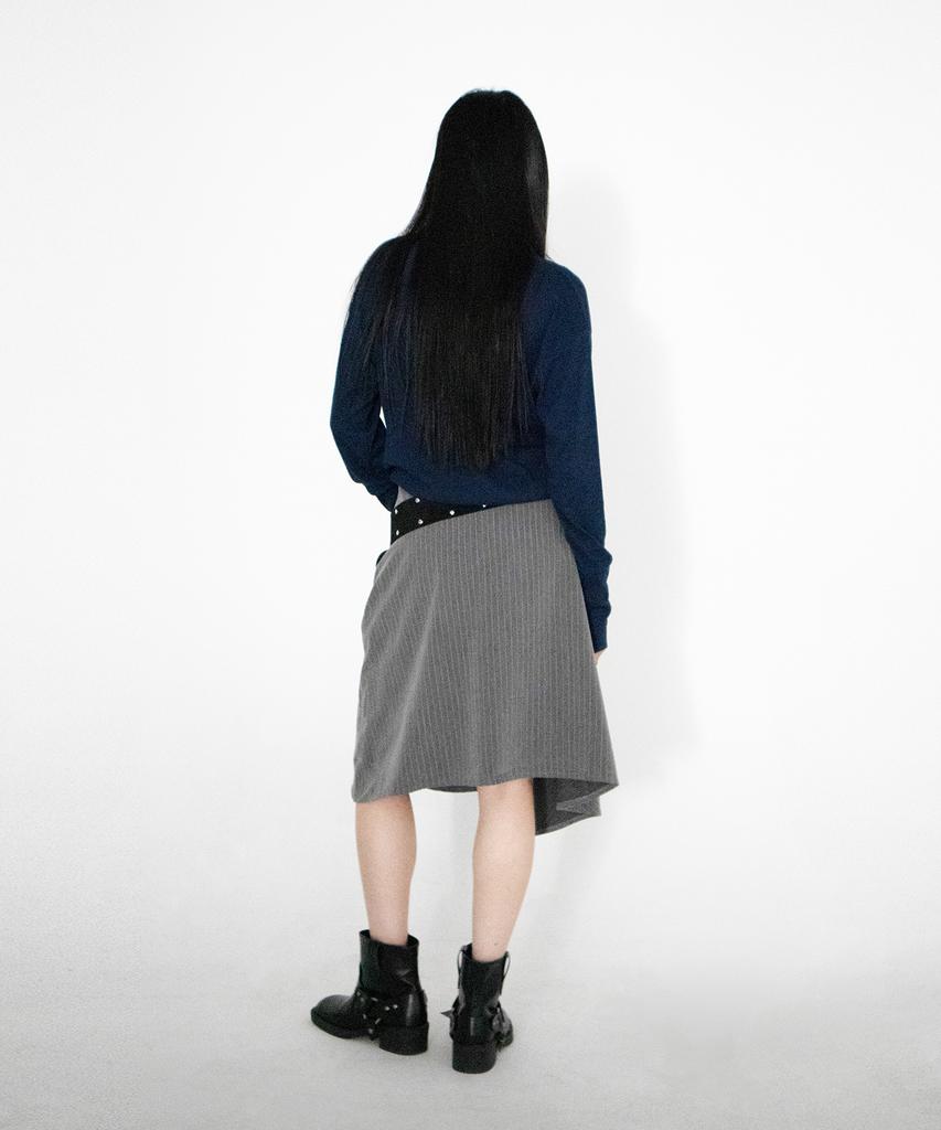 CHICKS Soft V-Neck Buttoned Long Sleeve Navy