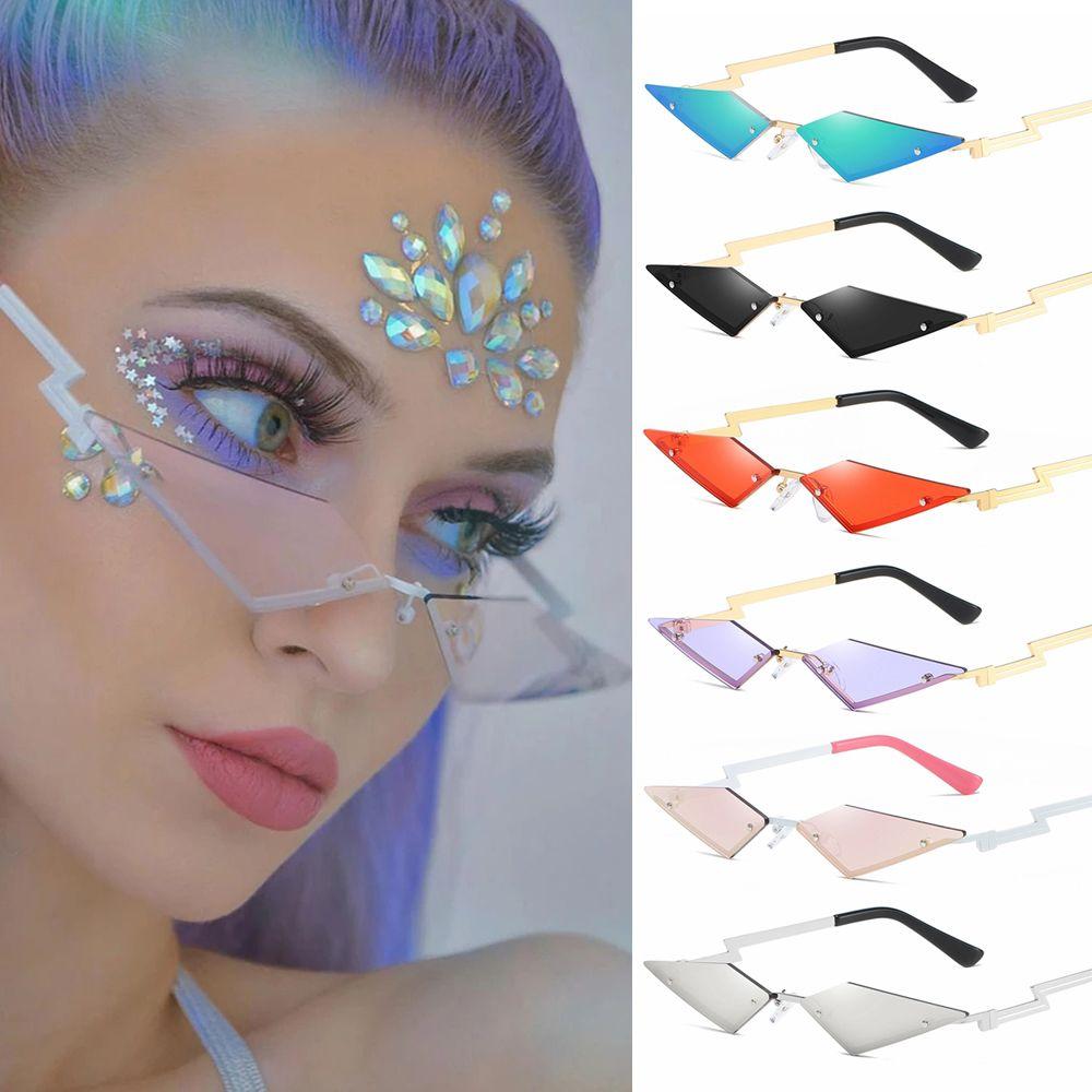 Ladies Eyewear UV400 True Film Lens Diamond Shape Fashion Women Sunglasses Rimless Sun Glasses