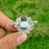 Серебро 925 пробы Бразильский хризопраз Драгоценный камень Цветок Сестра Солитер Обручальное кольцо