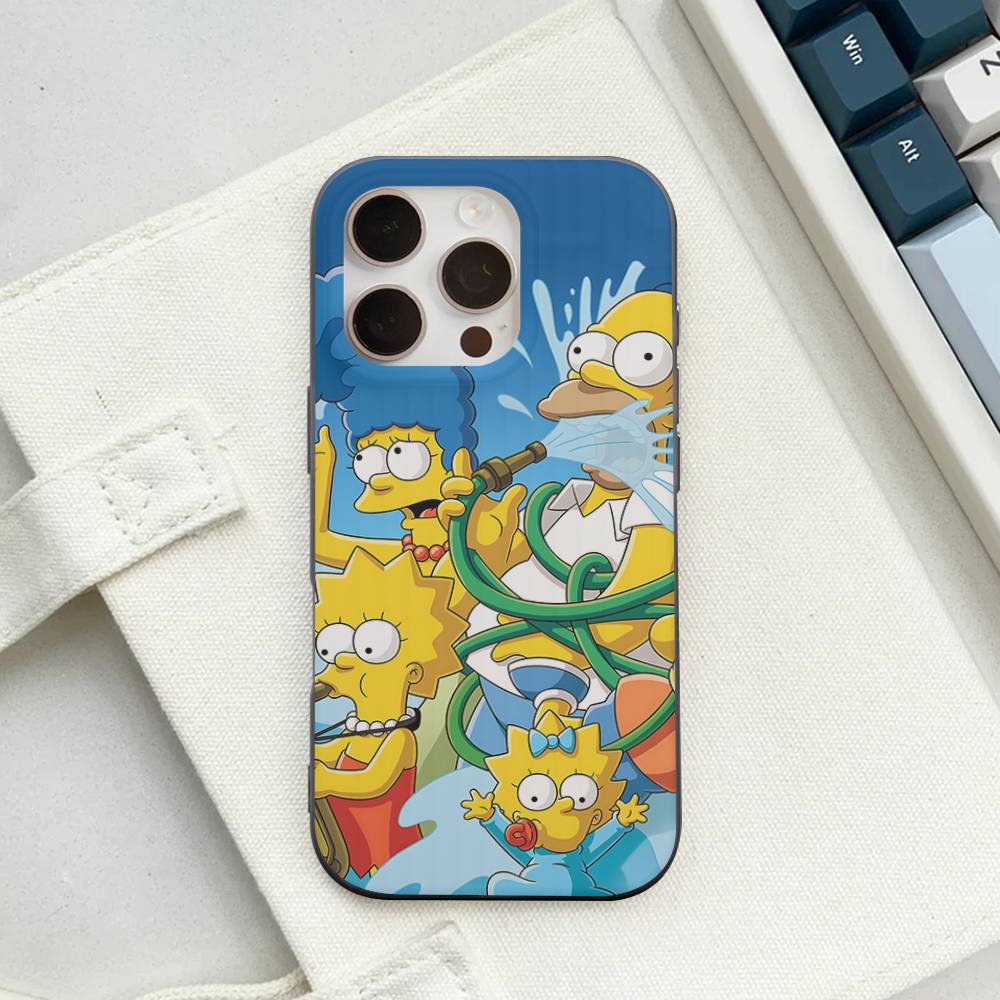 Смешной мультяшный S-Симпсоны для iPhone 16 15 14 13 12 11 17 Pro Max Plus Волновой гофрированный чехол для телефона Защитная крышка от падения