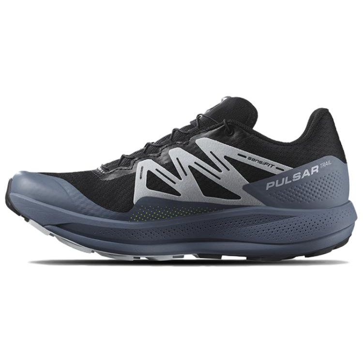 SALOMON Trail Running Shock Absorbing Breathable Fabric Non-Slip Durable Lightweight Low-Top Trail Running Shoes Men Sneakers Black Gray 472100