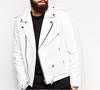 Stylish WHITE New Real Lambskin Leather Handmade Biker Motorcycle Men's Jacket