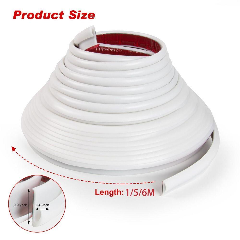 1/5/6M RV Rain Gutter Silicone Rubber J-Shape Design Weather Stripping Self-Adhesive Backing UV Resistant