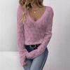 Women's Diamond Woven V-Neck Long-Sleeve Sweater - New 2024 Collection