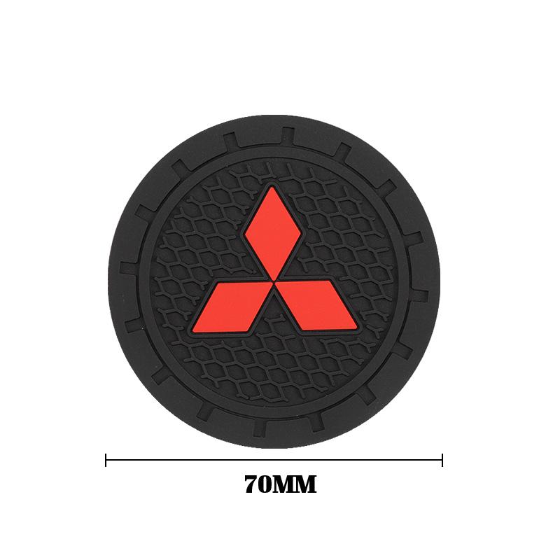 2Pcs Car Logo Silicone Water Cup Pad Cushion For Mitsubishi Lancer Ralliart ASX Mirage Pajero Xpander Attrage L200 Eclipse Cross