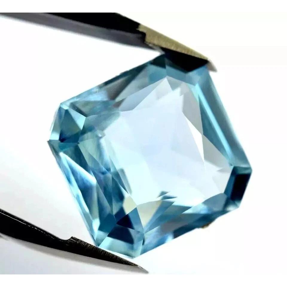 Square Cut Natural Sky Blue Aquamarine 14-15 Ct Beautiful Certified Gemstone