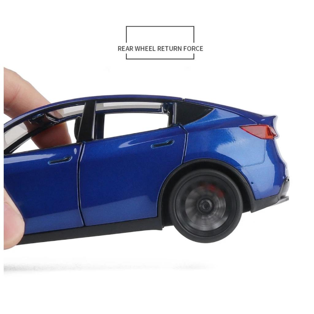 1/24 Tesla Model Y с зарядным устройством, литая игрушечная модель автомобиля со звуком и светом, детский коллекционный подарок