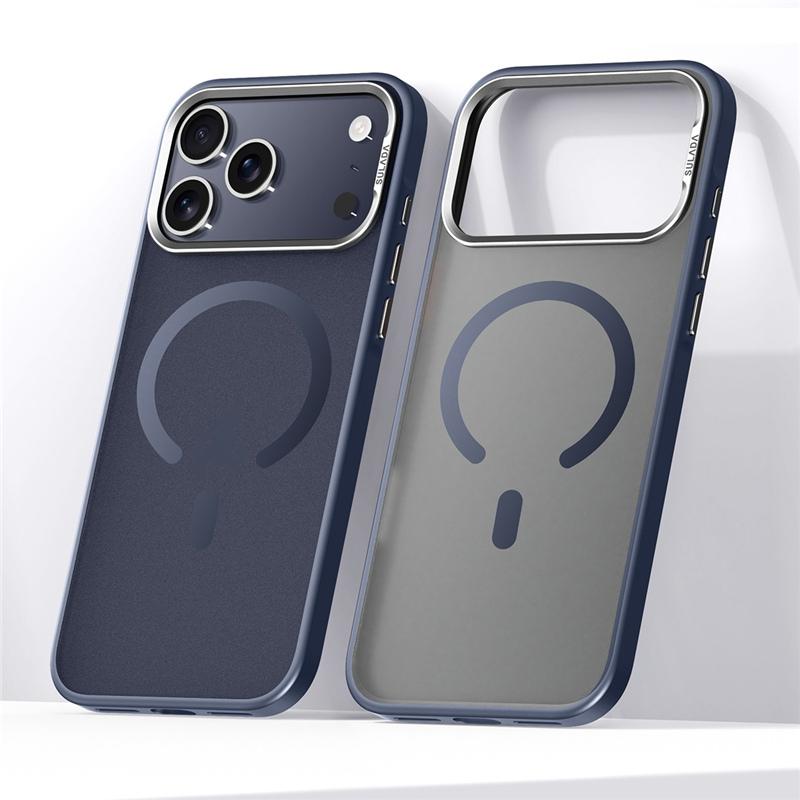 Роскошная металлическая рамка для объектива Матовая для чехла Magsafe для IPhone 17 Air ProMax 17Pro Полупрозрачная Гибридная Магнитная Водонепроницаемая Жесткая Крышка