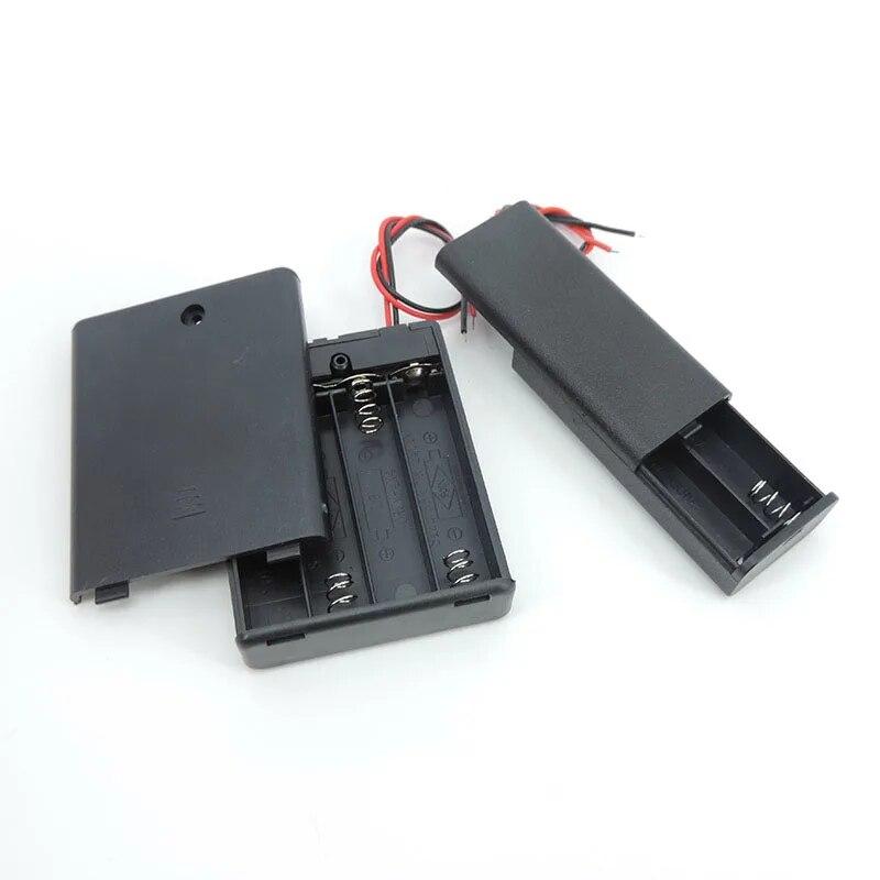 Черный, 2, 4 слота, держатель батареи AAA, коробка, 2xAAA, 4XAAA, 3 В, 6 В, 1,5 В, провода включения/выключения, крышка стандартного контейнера для батареи