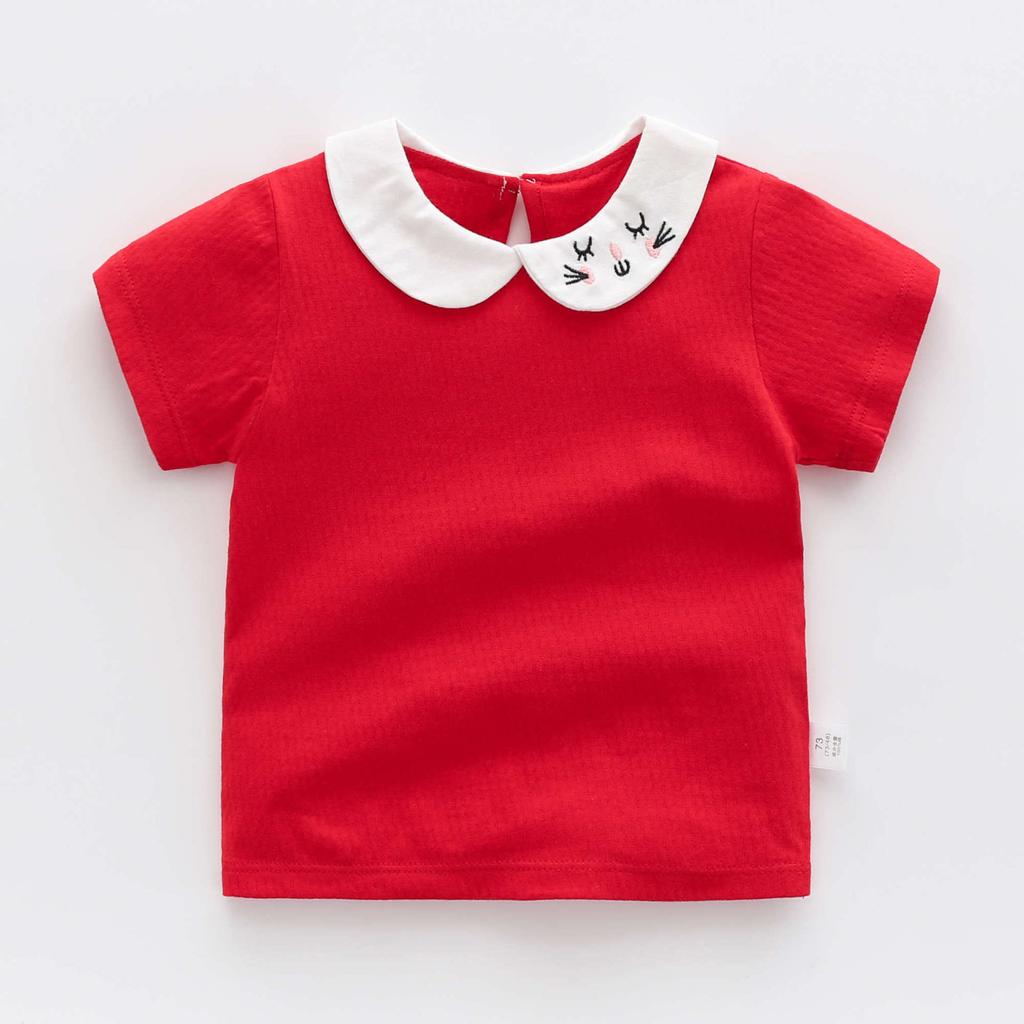 Детский топ из чистого хлопка с короткими рукавами, летняя тонкая детская одежда для маленьких девочек, футболка для детей 0 лет, 1 мальчика, 3 детей, дети с половиной рукавов