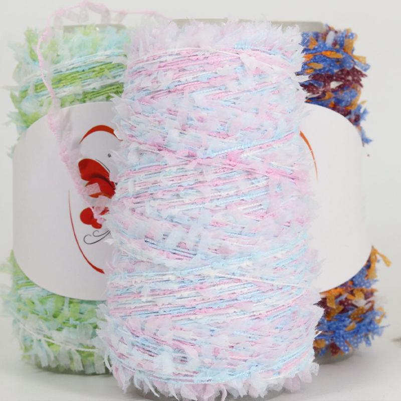 50G Rainbow Butterfly Paper Yarn Colorful Fancy Blend Partner Thread Hand Knitting Summer Baby Scarf Hat Doll Sweater Supplies