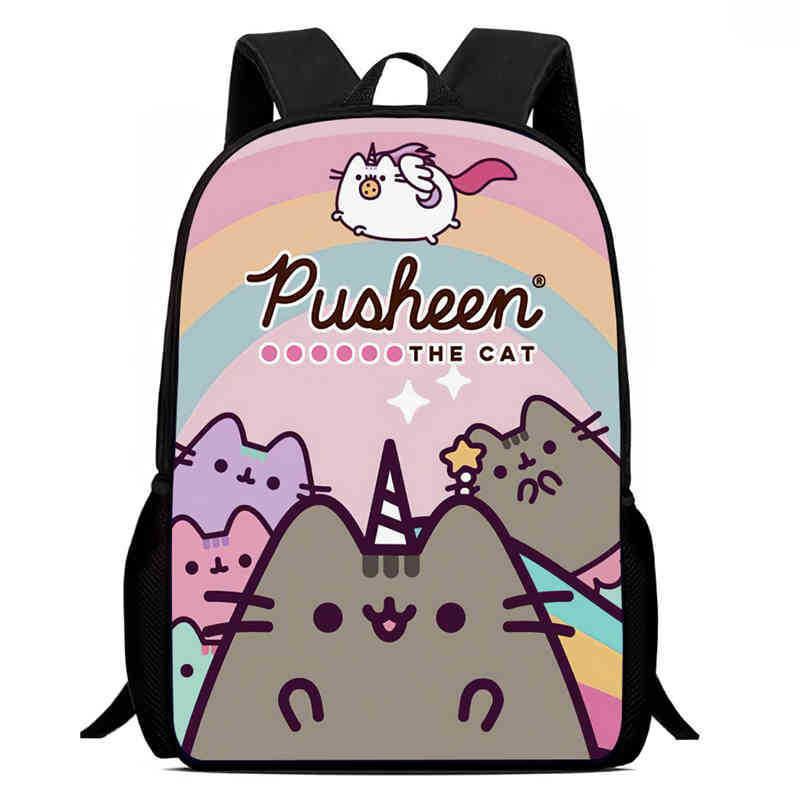 Детский рюкзак Pusheen Cat из ткани Оксфорд, дышащий, прочный, легкий, школьная сумка для учеников начальной школы