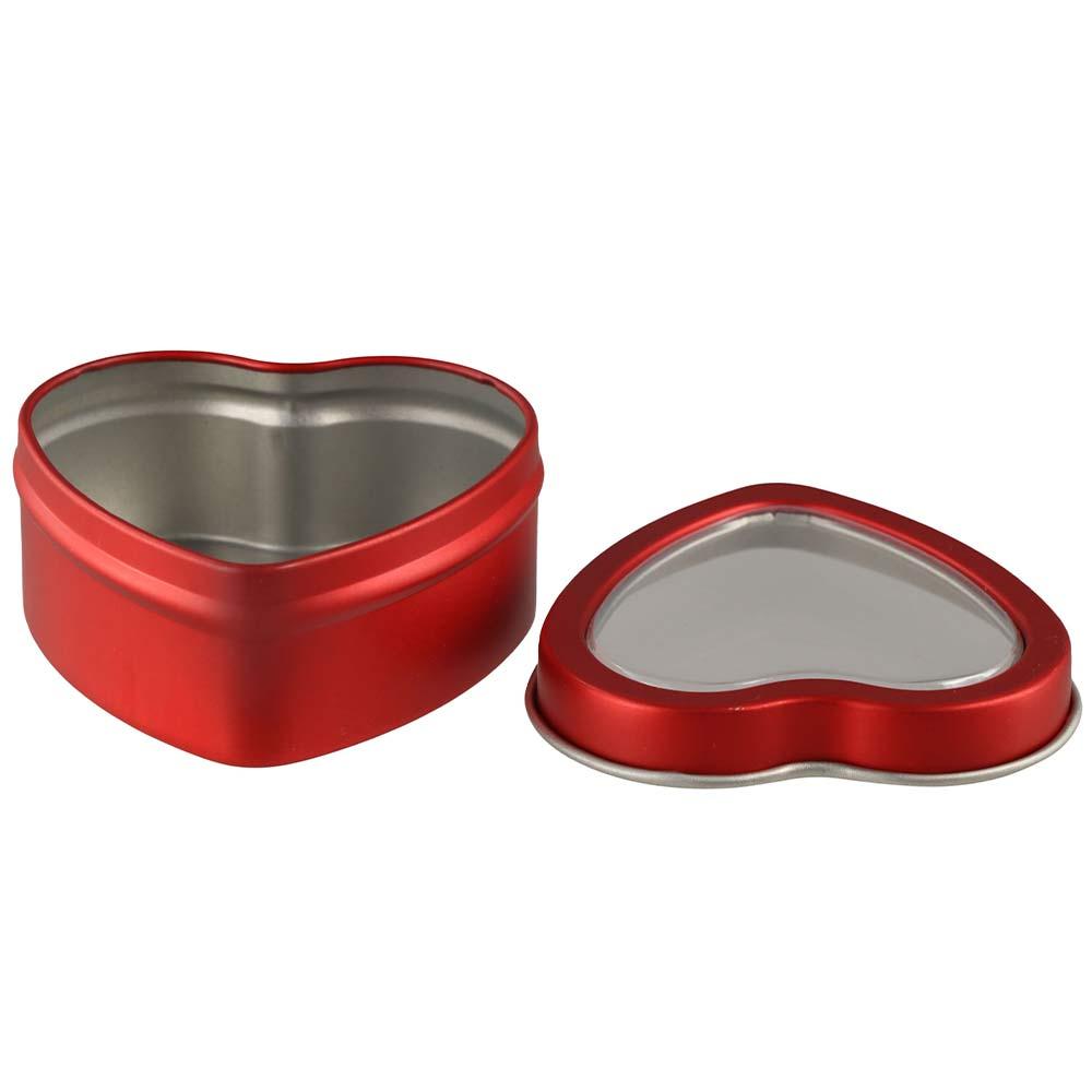 Empty Heart Shape Tins Silver/Red/Pink Jewelry Box Multifunctional Heart Metal Box for Candle
