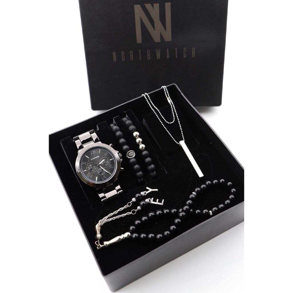 Мужские наручные часы, ожерелье, четки и браслет