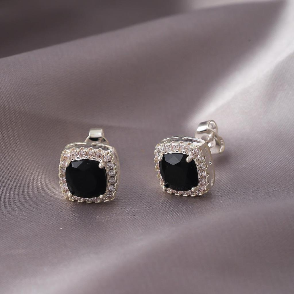 Серьги-гвоздики из серебра S925 с муассанитами квадратной огранки для женщин - Высококлассный нишевый дизайн