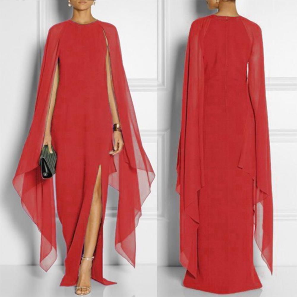 Womens Size Plus Chiffon Mosaic Dress Long Dress Atmosphere Dress Fan Female
