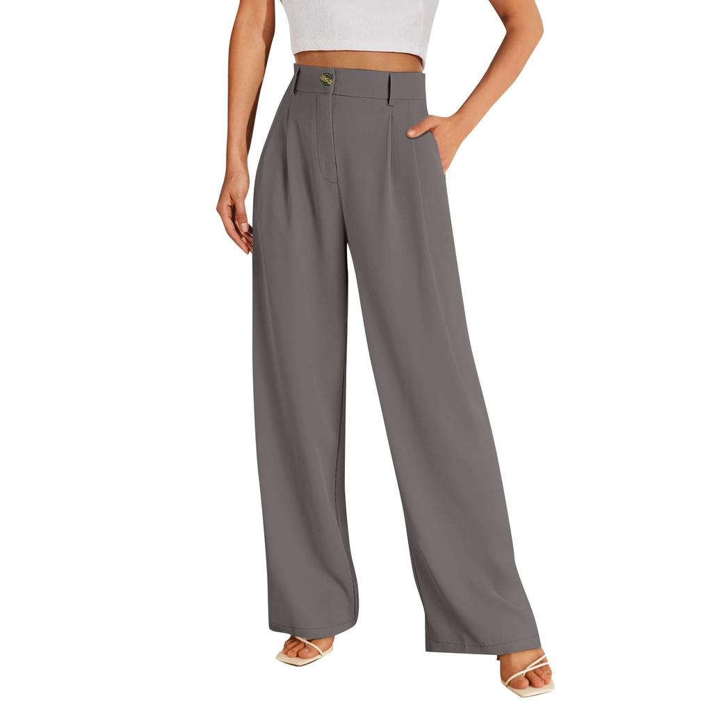 Women High Waist Casual Wide Leg Long Palazzo Pants Trousers Regular Size