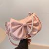 Spring Fashion Trendy Women's Pearl Chains Handbag Korean Style New Textured Bowknot Female Single Shoulder Underarm Bag