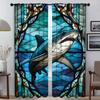 Stained Glass Sealife Blackout Curtains 2 Pieces Home Interior Curtains for Living Room Curtain Tulle for Bedroom Shades Kitchen