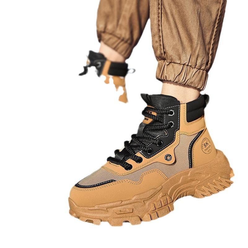 Ботинки Martin мужские весенние дышащие высокие рабочие ботинки в британском стиле в стиле ретро для альпинизма и пустыни желтые ботинки