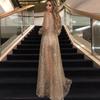 2025 Summer European & American Women's Sexy V-Neck Backless Sequin Mesh Evening Long Dress