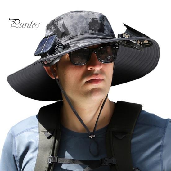 Шляпа с солнечным вентилятором и широкими полями, защита от ультрафиолета, охлаждающий вентилятор, рыбацкая шляпа, USB аккумуляторная, складная, для мужчин и женщин, рыбак, походная шляпа от солнца