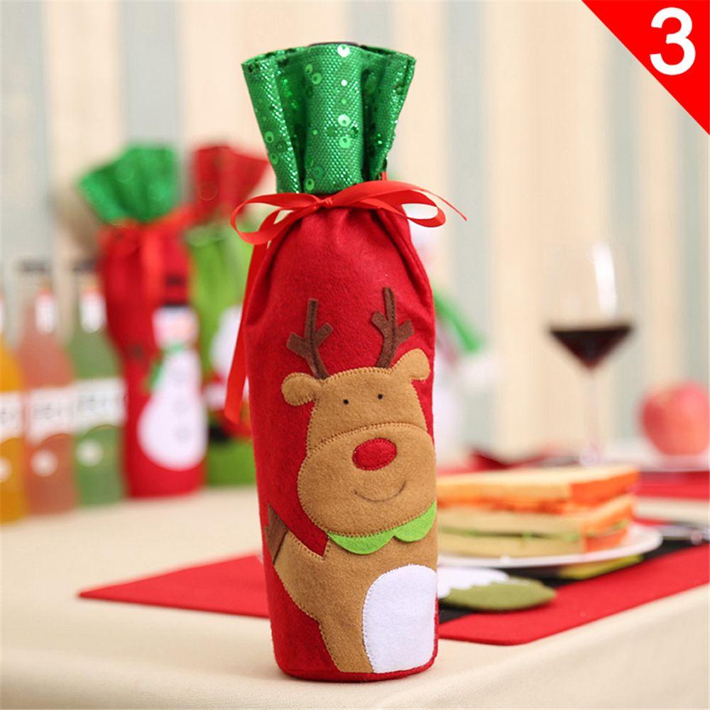 Colorful Snowman Santa Claus Champagne Package Dinner Table Decor Christmas Wine Bottle Cover Bag