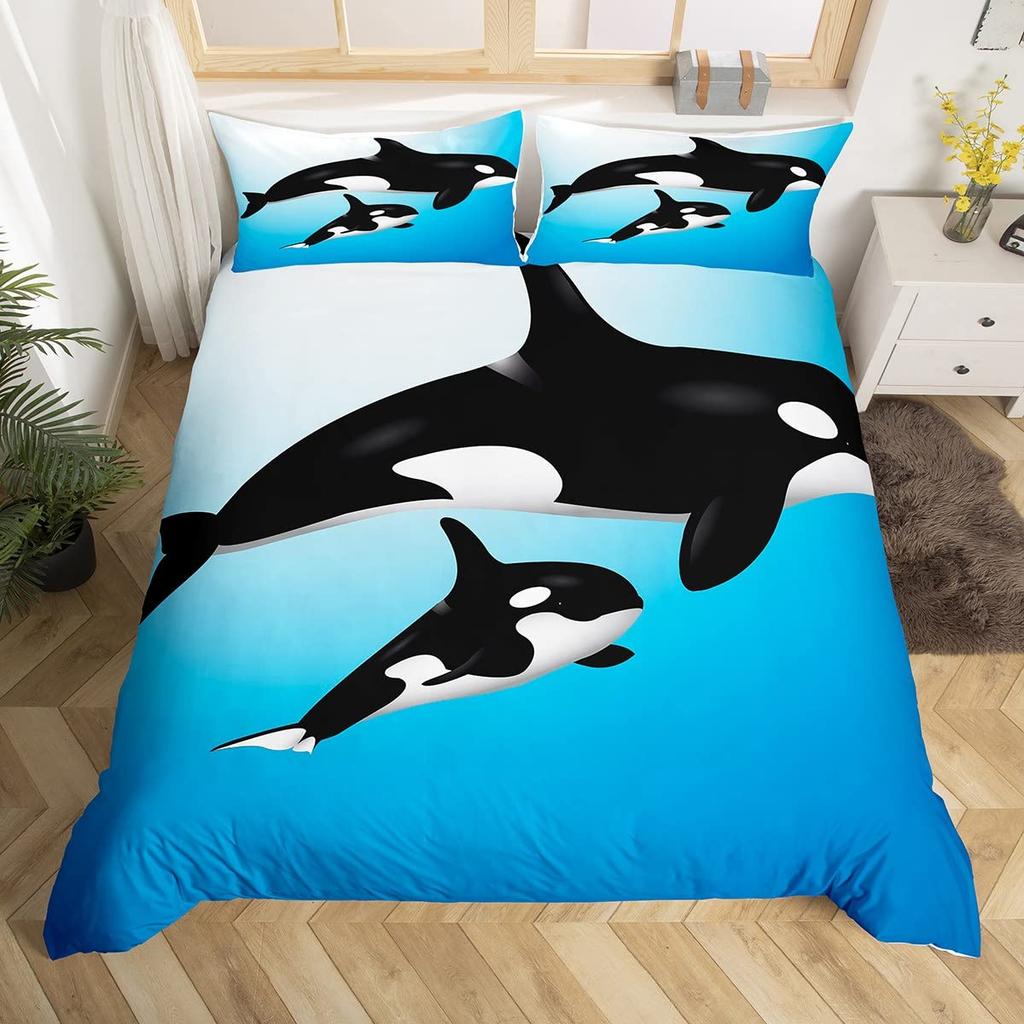 3D Пододеяльник Король Королева Кит Морская Жизнь Постельное Белье Бирюзовый Морское Животное Покрывало Океан Морской Полиэстер Чехол для Одеяла