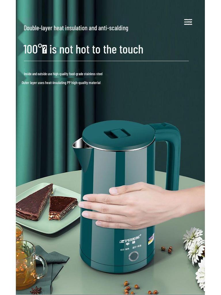 Прочный электрический чайник из нержавеющей стали - большой емкости, с термоизоляцией, термостатический, новая модель для домашнего использования