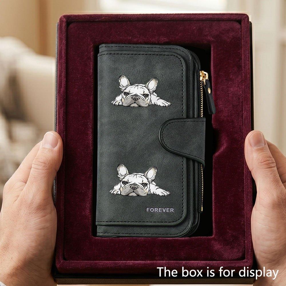 Unique French Bulldog Pattern Men's Large Capacity Wallet with Business Card Slot and Cash Pocket, Suitable for Formal Occasions and Office Use,
