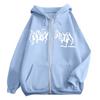 Mens Gothic Letter Print Hooded Zip-Up Sweatshirt Oversized Casual Winter Jacket
