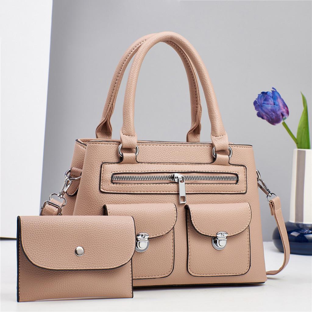 Simple Style Large Capacity Pu Tote Bag With Inner Pockets For Women