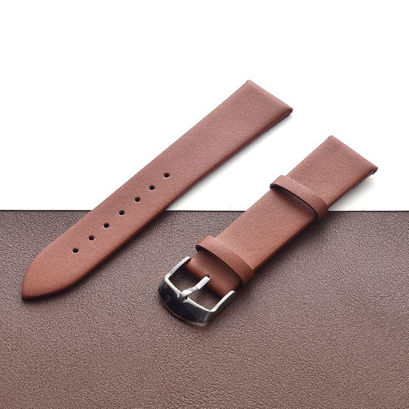 Universal Watch Strap - Ultra-Thin Top Grain Cowhide Leather with 5 Sizes (16mm, 18mm, 20mm, 22mm, 24mm) - Classic Pin Buckle Design
