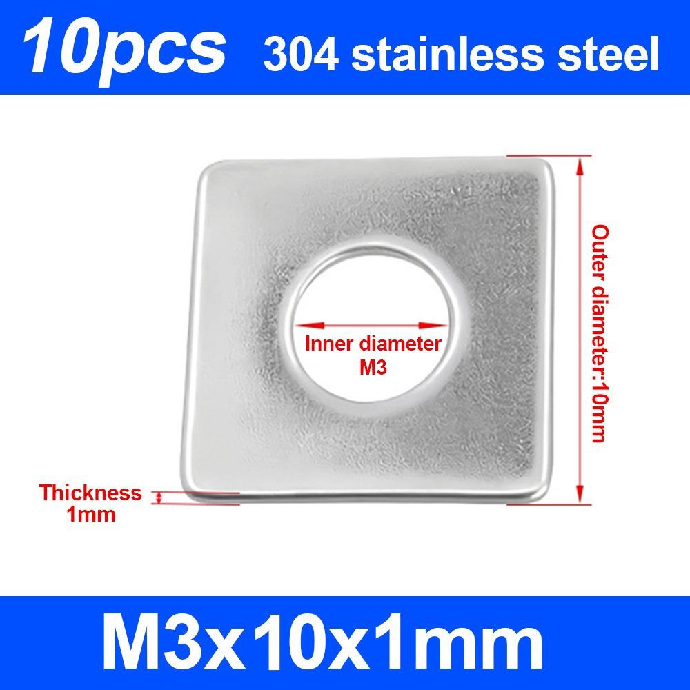 10Pcs M3-M20 Square Flat Washer Square Design Square Gasket for Construction Machinery