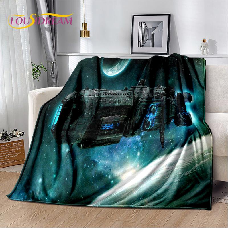 Spaceship Spacecraft Universe UFO Blanket,Flannel Soft Throw Blanket for Home Bedroom Bed Sofa Picnic Office Hiking Kids Cover