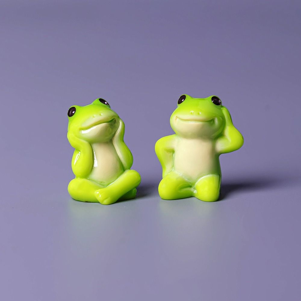 6pcs Desktop Sized Cartoon Frog Figurine Cartoon Style Funny Frog Decoration  Home Accent