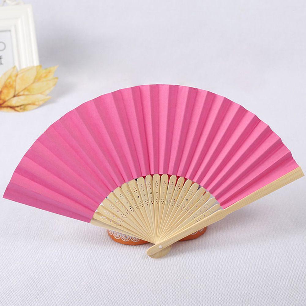 Wedding Chinese Style Party Solid Color Folding Paper Fan Photo Prop Tool Hand Held Fan Dance Fan