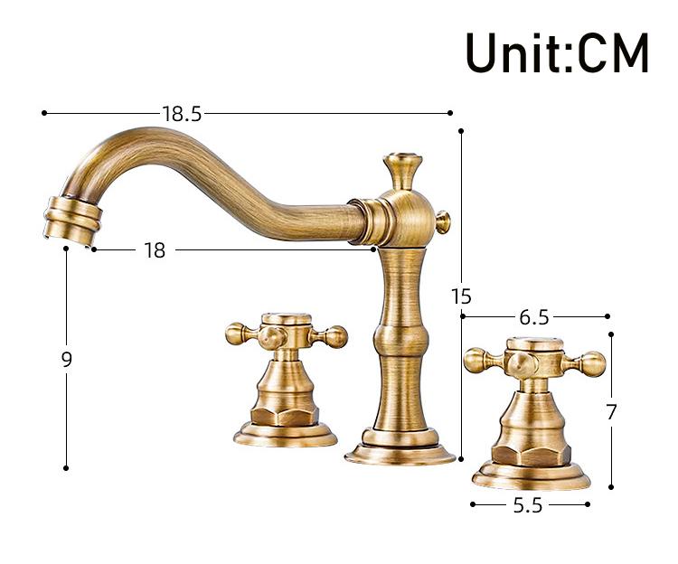 Gold Solid Brass Bathroom Basin Faucet Mixer Taps Antique Black Kitchen Sink Faucet Dual Handles 3 Holes Bathtub Faucet