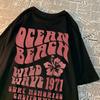 Ocean Beach Wild Wave 1971 Surf Memories California Men Tops Oversized Tee Clothing Summer Cotton Loose Tshirts Casual T Shirt