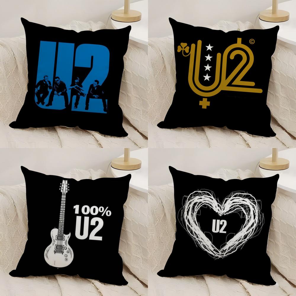 Rock Band UU2 Cushion Cover Silky Short Plush DoubleSided Printed Pillow Case for Sofa All Seasons Home Decor Gift